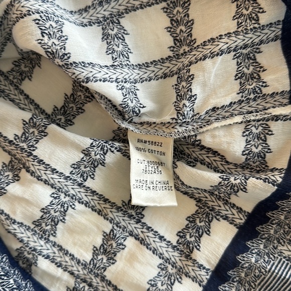 Sophie max 100% cotton blue and white bell sleeve cut out macrame top XS - Picture 4 of 5